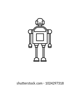 Robot icon in line style. Vector illustration with futuristic technology on white background. Robot object for web, design, science illustration. Automation manufacturing.