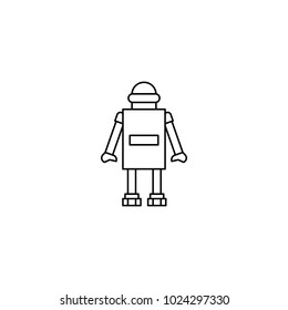Robot icon in line style. Vector illustration with technical toy robot robot on white background. Robot object for web, design, science illustration. Automation manufacturing.