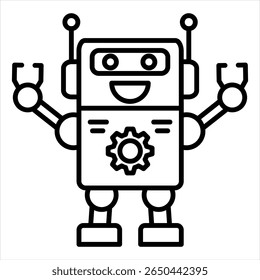 Robot Icon Line Vector Illustration