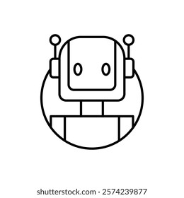 Robot icon linear logo isolated
