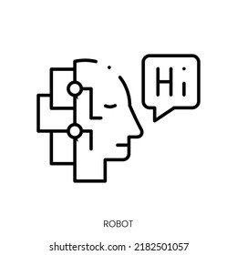 Robotersymbol. Lineares Zeichen einzeln auf weißem Hintergrund. Vektorgrafik
