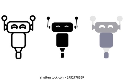 icono de robot, vector de máquina, símbolo de robot con varios estilos