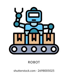 Ícone De Robô, Mini Ilustração Relacionam-Se À Indústria 4-0, Indústria Moderna. Use Para O Desenvolvimento Moderno De Conceitos, Ui, Ux Web E Aplicativos.