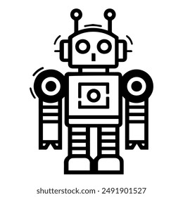 robot icon or modern line symbol. Vector line art and icon design with bold outline. Black and white Pixel Perfect minimalistic symbol isolated white background. Silhouette simple thin sign