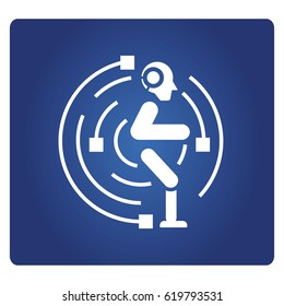 robot icon on a blue background