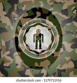 robot icon on camo pattern