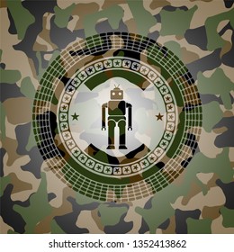 robot icon on camo pattern