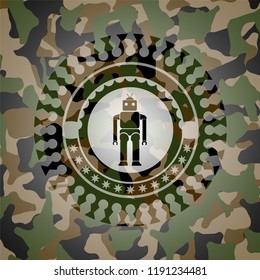 robot icon on camouflage pattern