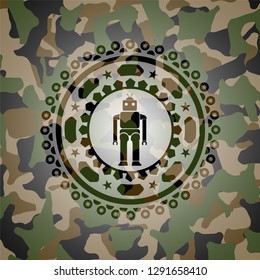 robot icon on camouflaged pattern