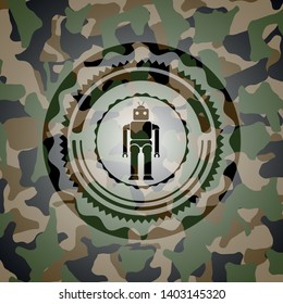 robot icon on camouflaged pattern