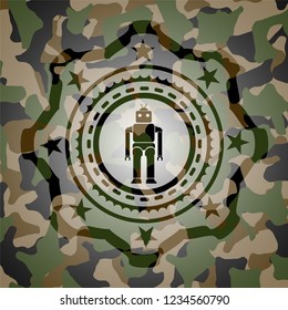 robot icon on camouflaged texture