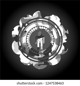 robot icon on grey camo pattern