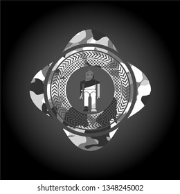 robot icon on grey camo texture