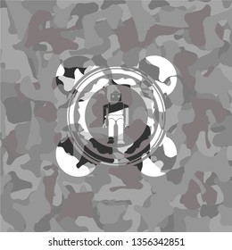 robot icon on grey camo texture