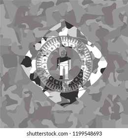 robot icon on grey camouflage pattern