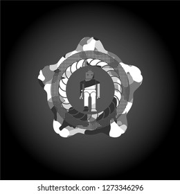 robot icon on grey camouflaged texture