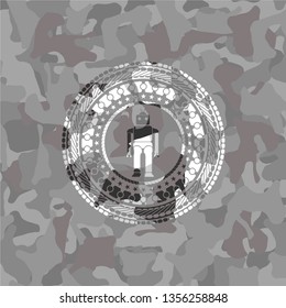 robot icon on grey camouflaged pattern