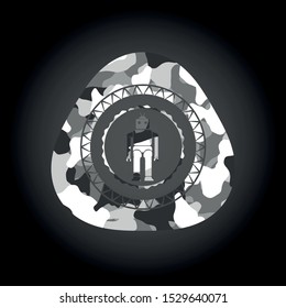 robot icon on grey camouflaged pattern