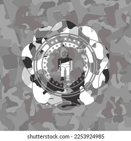 robot icon on grey camouflaged texture. 