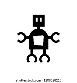 robot icon on a white background. Small robot technician