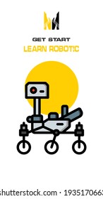 Robot icon on white and yellow background
