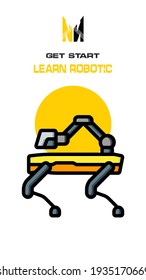 Robot icon on white and yellow background