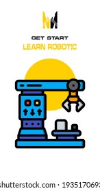 Robotersymbol auf weißem und gelbem Hintergrund