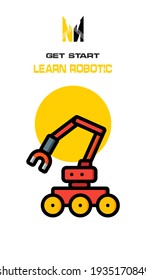 Robot icon on white and yellow background