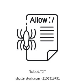 Robot.TXT icon. Outline style icon design isolated on white background