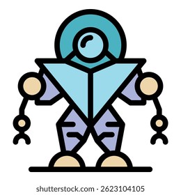 Robot icon. Outline robot vector icon color flat isolated
