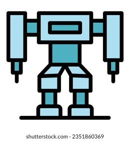 Robot icon outline vector. Cute toy. Child ai color flat