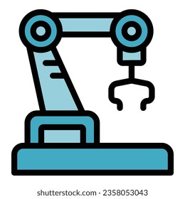 Vector de contorno de icono robot. Ingeniero de fábrica. Color plano del operador de ordenador
