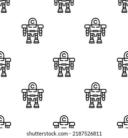 robot icon pattern. Seamless robot pattern on white background.