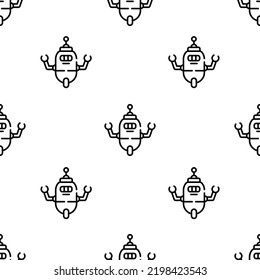 patrón de icono del robot. Patrón de robots sin foco sobre fondo blanco.