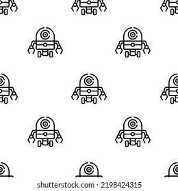 patrón de icono del robot. Patrón de robots sin foco sobre fondo blanco.