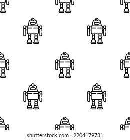 robot icon pattern. Seamless robot pattern on white background.