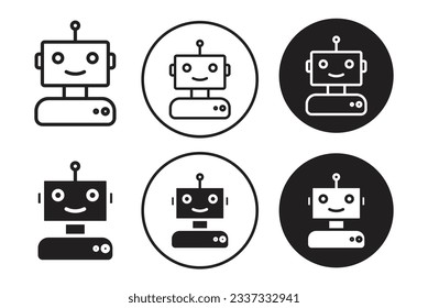 Roboter-Icon-Set. ai virtuelle Roboter-Kopfzeilensymbole. Chatbot-Vektorsymbol. Support-Chat-Bot-Zeichen. geeignet für mobile App und Website UI Design.