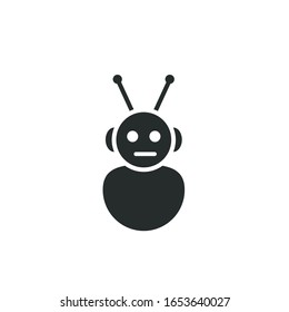 Roboter-Icon-Set. Bot Signature Design. Chatbot-Symbol, Logo-Vorlage. Moderne Cartoon-Zeichentrickgrafik im flachen Stil. Einzeln auf Weiß
