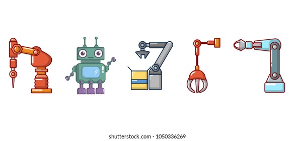 Robot icon set. Cartoon set of robot vector icons for web design isolated on white background