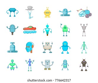 Robot icon set. Cartoon set of robot vector icons for web design isolated on white background