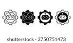 Robot Icon Set With Gears Machine Technology Symbols Vector Design On White Background