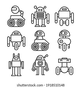 robot icon set line vector illustration
