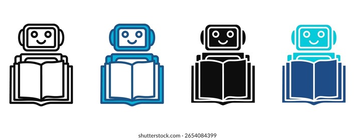 Robot Icon Set With Multiple Styles. Vector Illustration