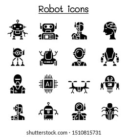 Robot icon set vector illustration graphic design