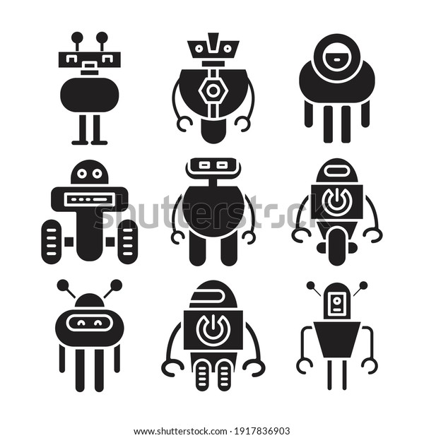 robot icon set vector\
illustration