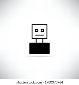 robot icon with shadow on gray background vector