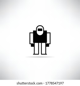 icono robot con sombra sobre fondo blanco