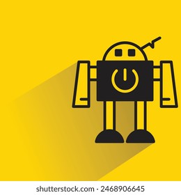 icono de robot con sombra sobre fondo amarillo