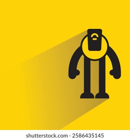 robot icon with shadow on yellow background