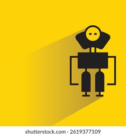 Icono de robot con sombra sobre fondo amarillo